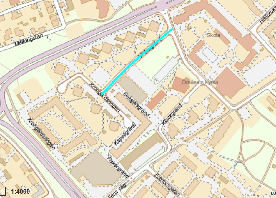 Karta som visar var den nya Hertsökolan byggs