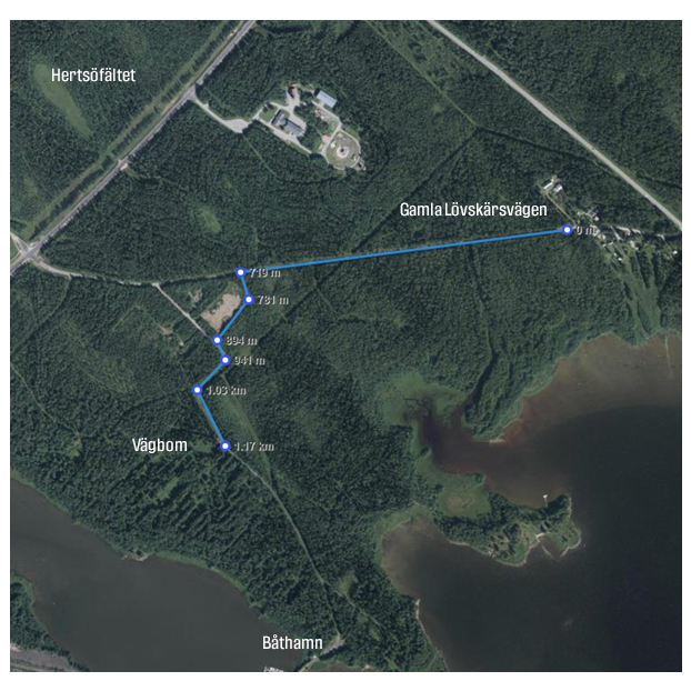 Tillfällig väg till Laxfiskets/Getholmsskatans småbåtshamn under byggnation av Hertsöfältet.