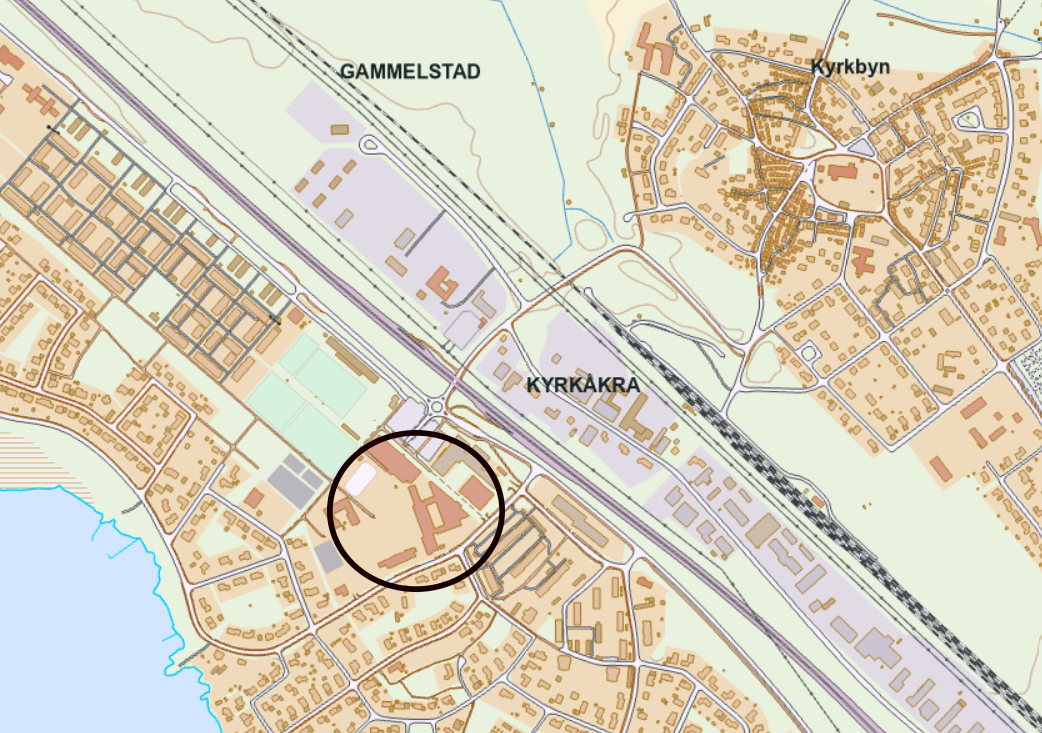 Karta som visar var den nya Hertsökolan byggs