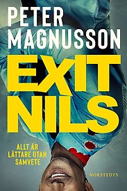 Bilden föreställer omslaget till boken Exit Nils, av Peter Magnusson