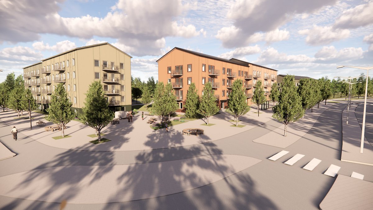 Visionsskiss för området längs Kronanvägen. Illustration Nordmark & Nordmark.